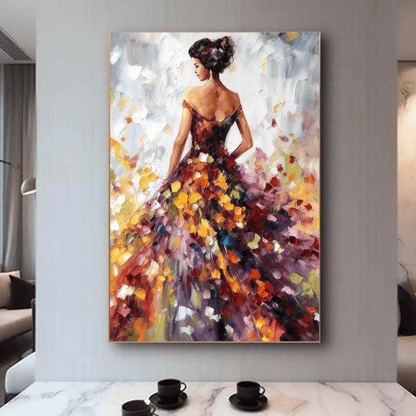 Floral Dance Dress - Abstract Female Figure Wall Art