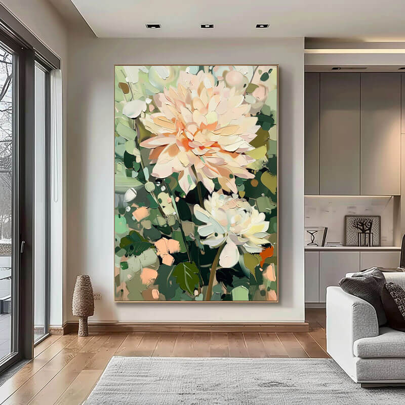 Abstract Art Painting of Flowers - Flourish of Spring I - Hues Art Lab