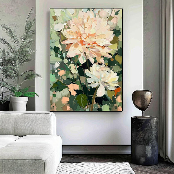 Abstract Art Painting of Flowers - Flourish of Spring I - Hues Art Lab