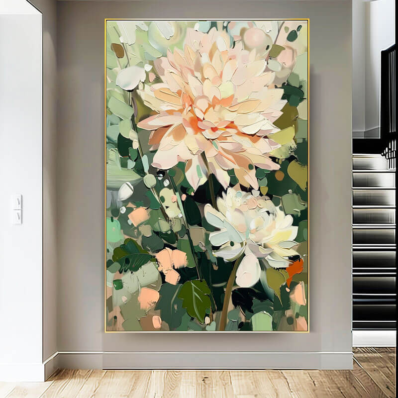 Abstract Art Painting of Flowers - Flourish of Spring I - Hues Art Lab