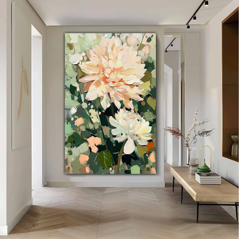 Abstract Art Painting of Flowers - Flourish of Spring I - Hues Art Lab