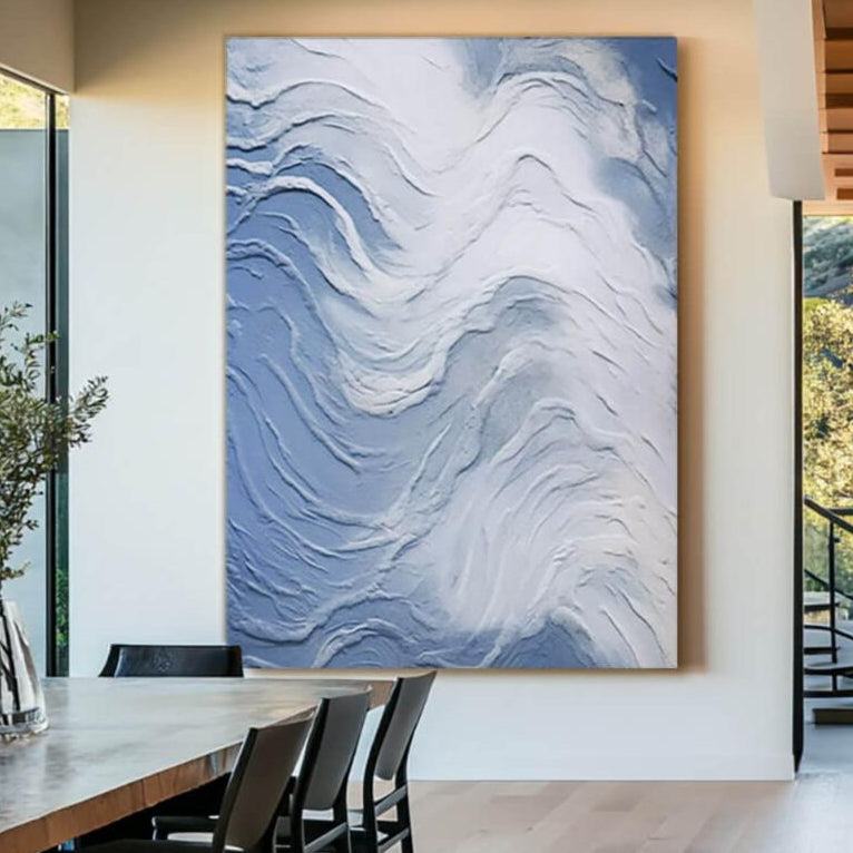 Blue Abstract Textured Wall Art - Fluidity - Hues Art Lab