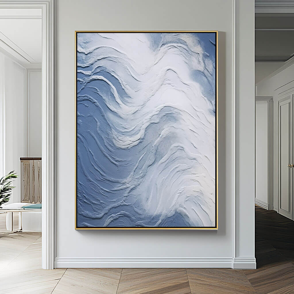 Blue Abstract Textured Wall Art - Fluidity - Hues Art Lab