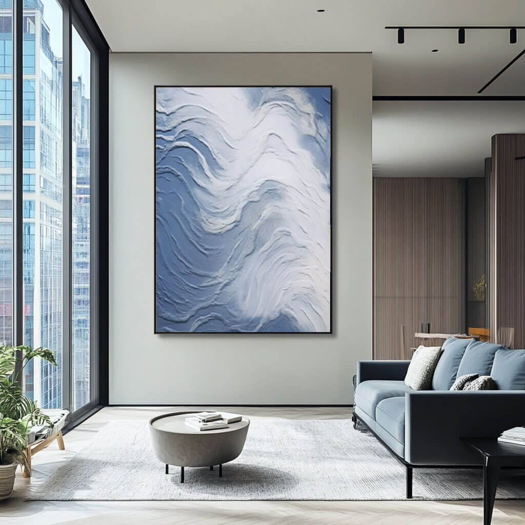 Blue Abstract Textured Wall Art - Fluidity - Hues Art Lab