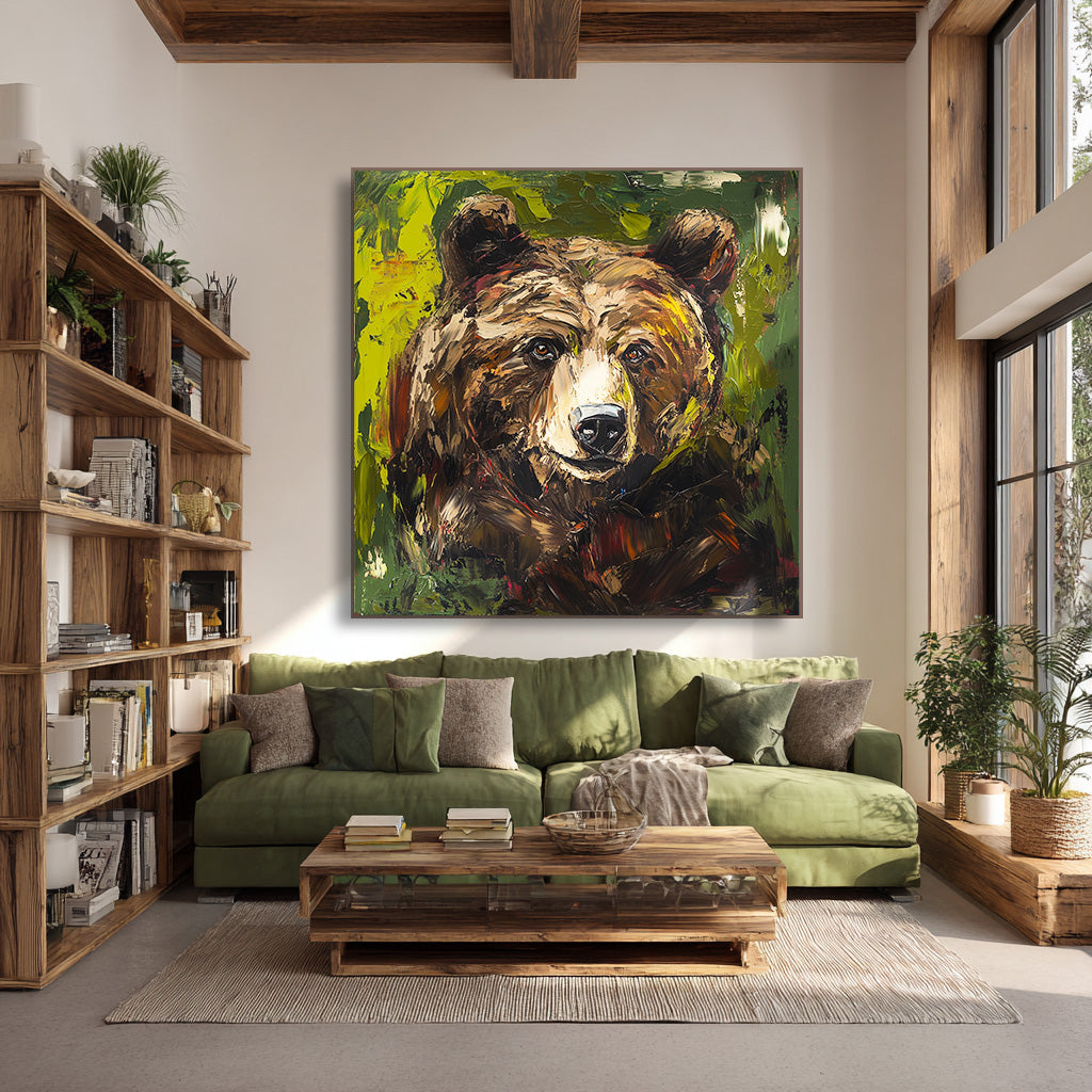 Forest Guardian large hand painted wildlife wall art by Hues Art Lab