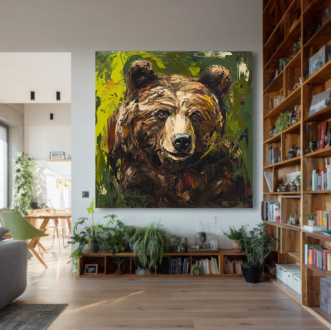 Forest Guardian framed wildlife canvas print styled in a modern room