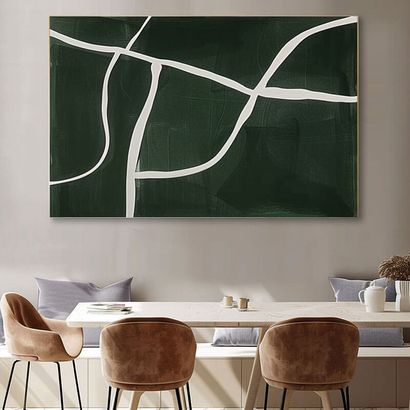 Original Green Minimalist Abstract Wall Art - Forest Track - Hues Art Lab