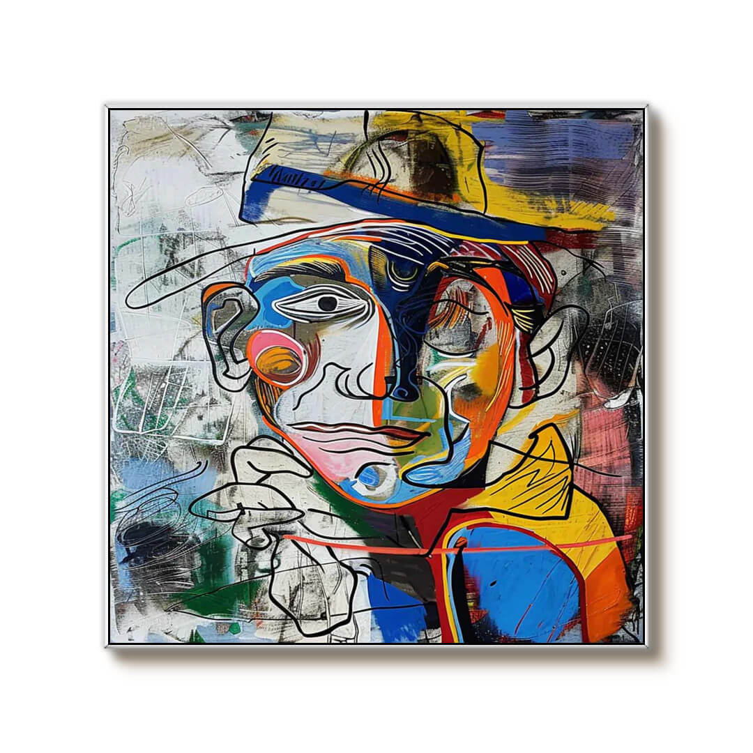 Modern Expressionist Wall Art with Graphic Faces for Living Room - Fractured Persona - Hues Art Lab