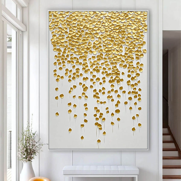 Golden Petal Textured Canvas - Elegant Abstract Wall Art by HuesArtLab - Fragile Beautiful - Hues Art Lab