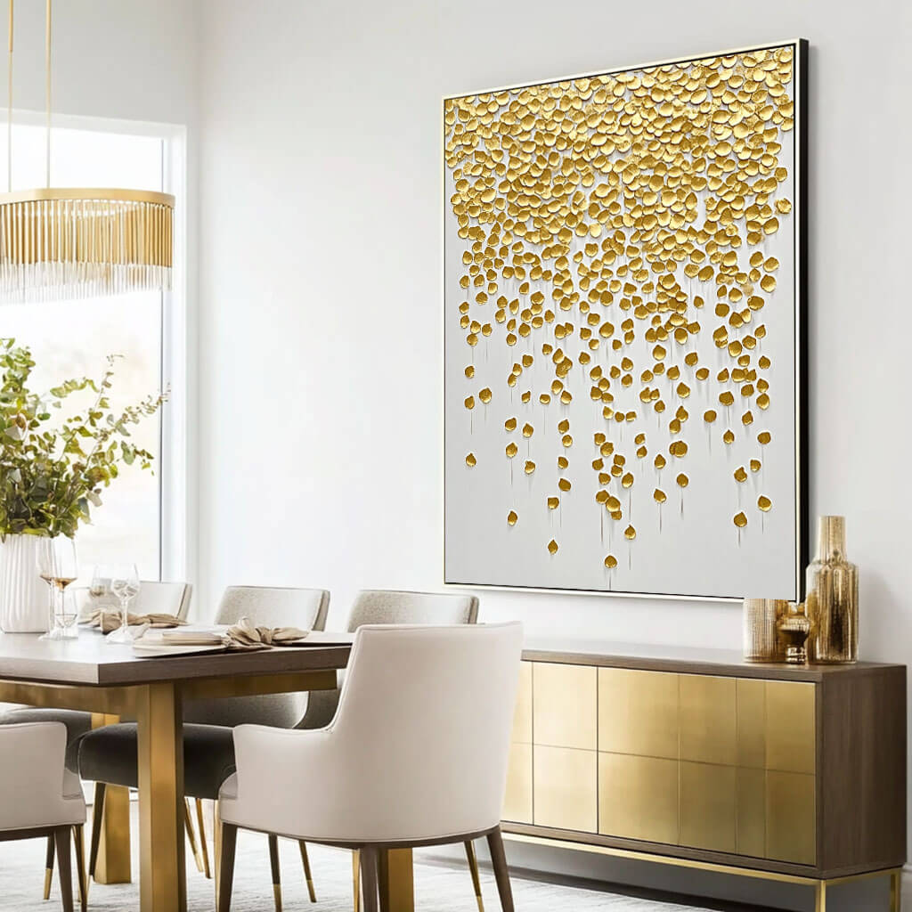 Golden Petal Textured Canvas - Elegant Abstract Wall Art by HuesArtLab - Fragile Beautiful - Hues Art Lab