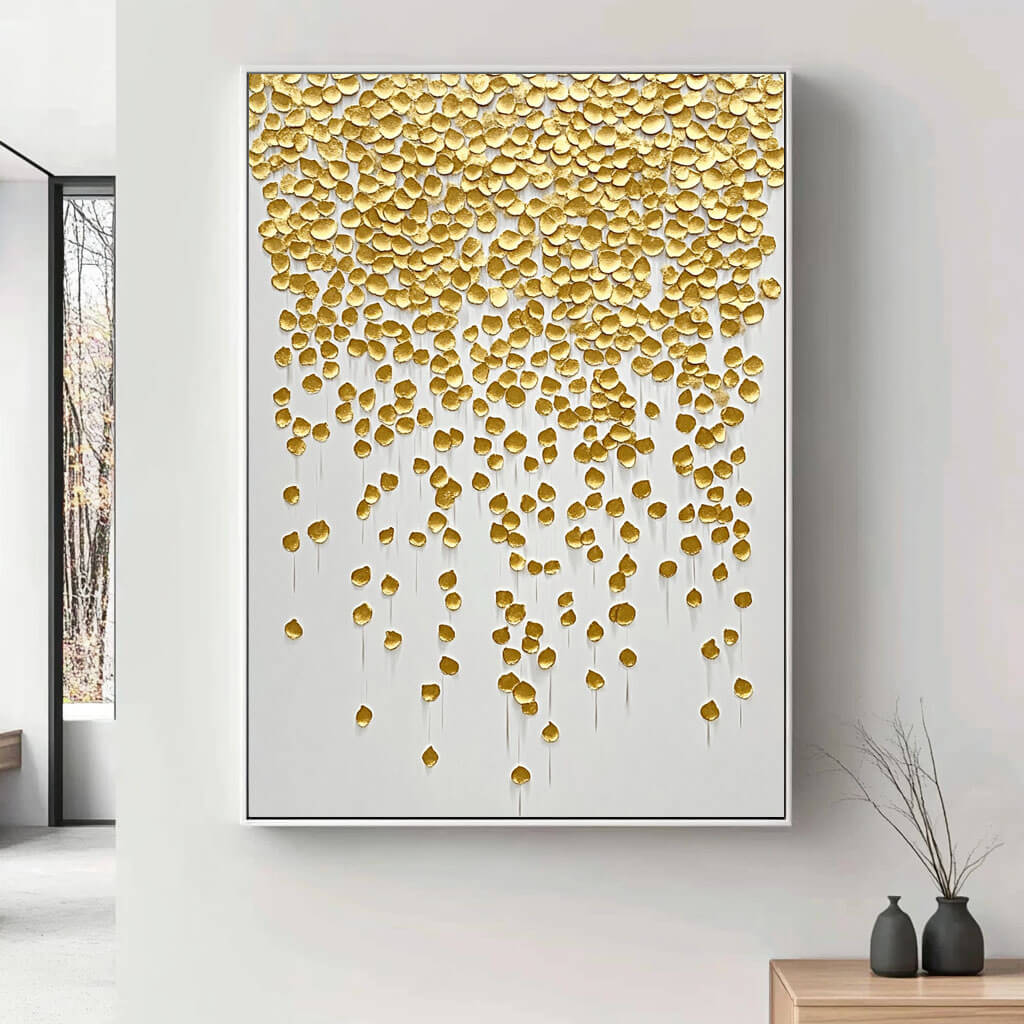 Golden Petal Textured Canvas - Elegant Abstract Wall Art by HuesArtLab - Fragile Beautiful - Hues Art Lab