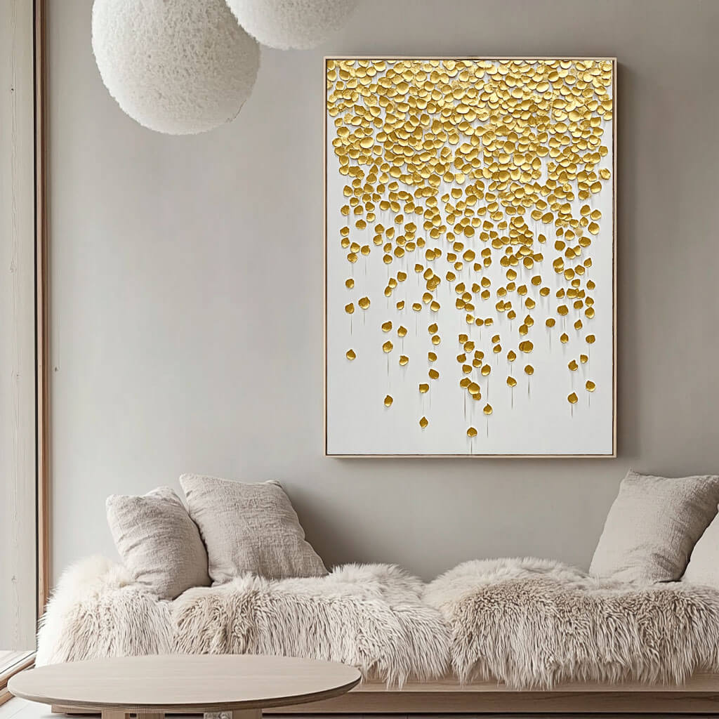 Golden Petal Textured Canvas - Elegant Abstract Wall Art by HuesArtLab - Fragile Beautiful - Hues Art Lab