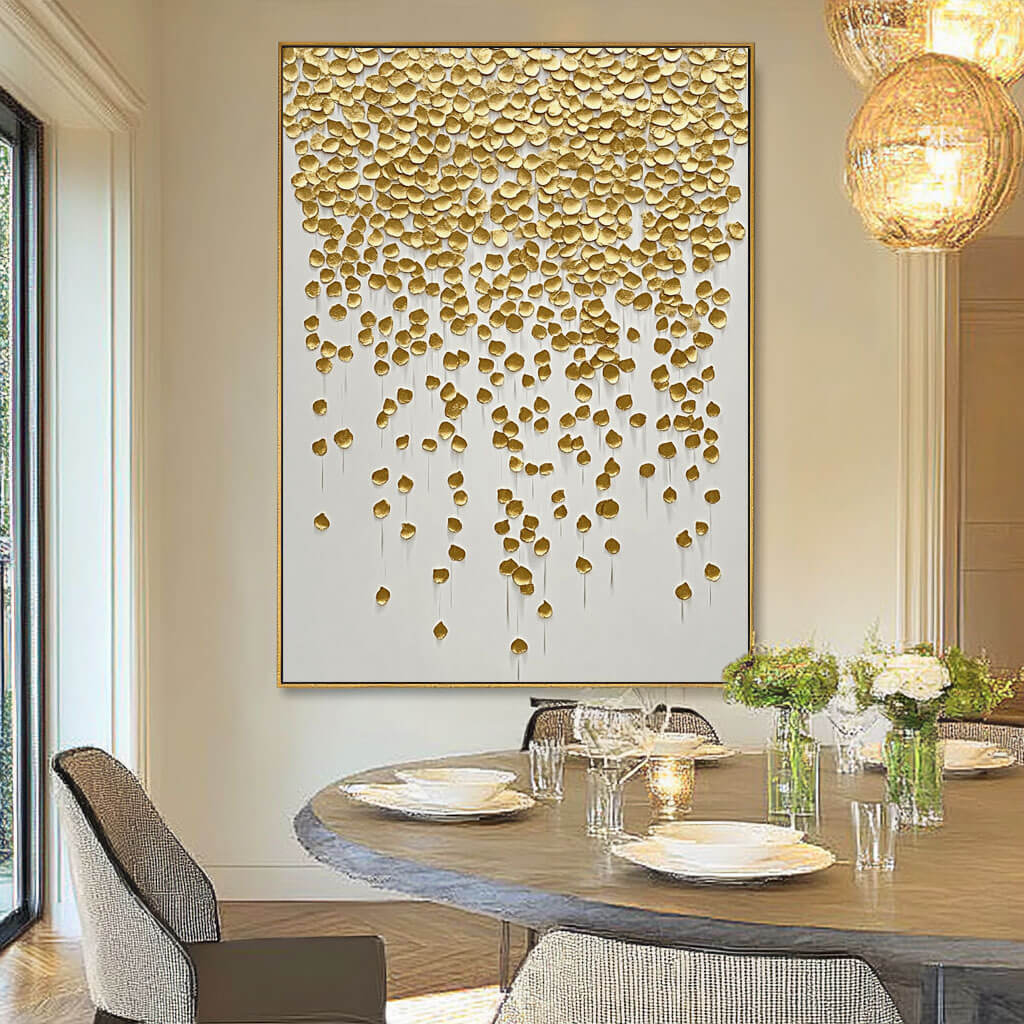 Golden Petal Textured Canvas - Elegant Abstract Wall Art by HuesArtLab - Fragile Beautiful - Hues Art Lab