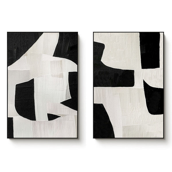 Modern Abstract Wall Art Set of 2 - Fragmented Harmony I - Hues Art Lab