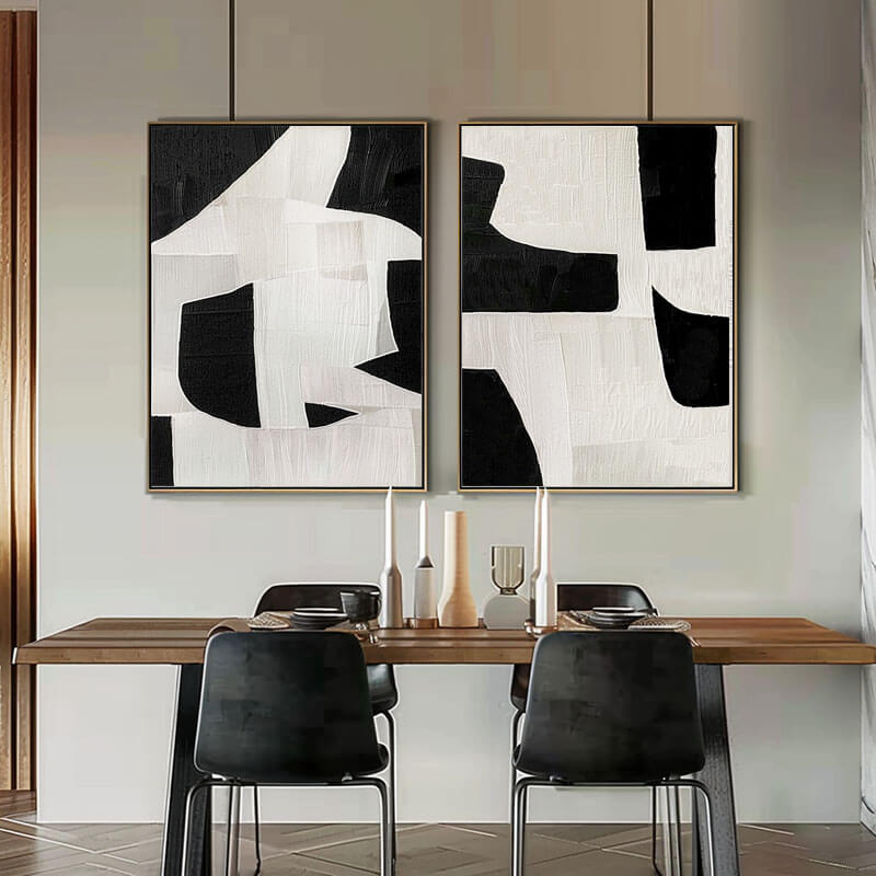 Modern Abstract Wall Art Set of 2 - Fragmented Harmony I - Hues Art Lab