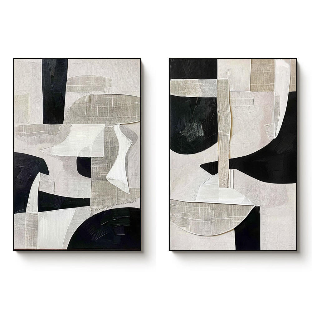 Modern Abstract Wall Art Set of 2 - Fragmented Harmony - Hues Art Lab