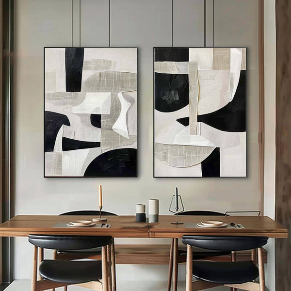 Modern Abstract Wall Art Set of 2 - Fragmented Harmony - Hues Art Lab