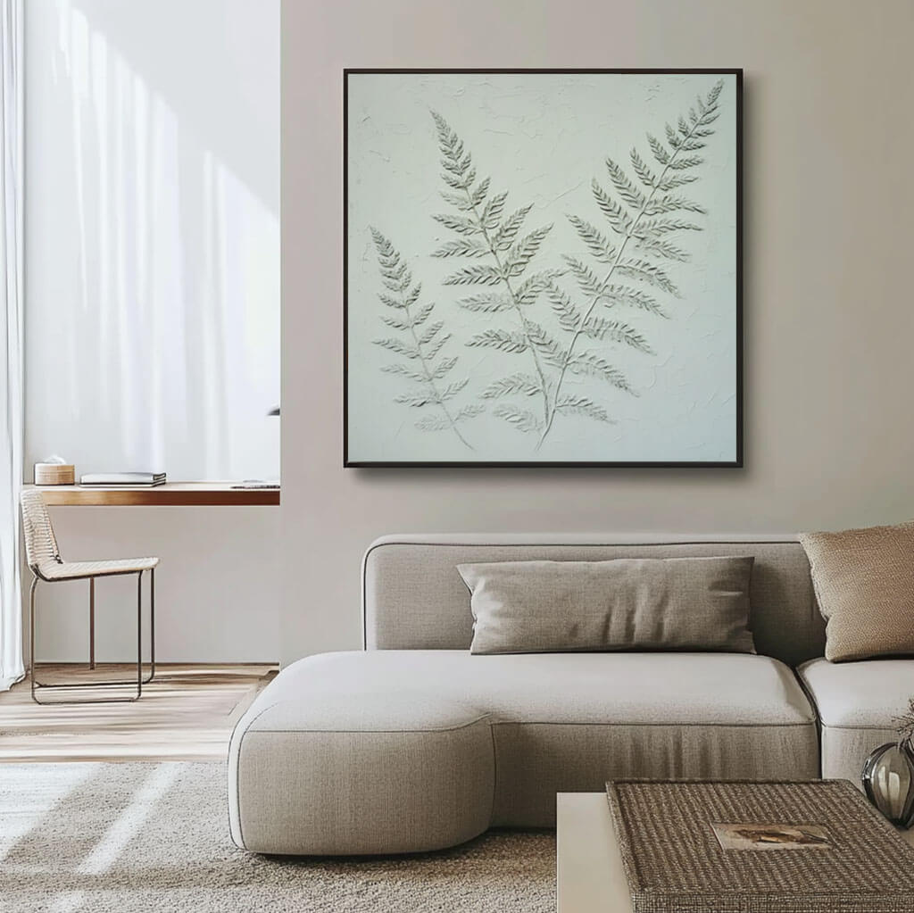 Textured Botanicals Canvas Art Painting - Fronds Impression - Hues Art Lab