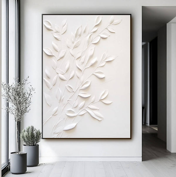 White Modern Flower Art Painting - Garden Journal - Hues Art Lab