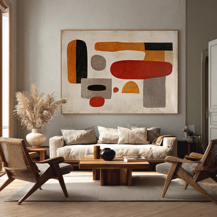 Geometric Dialogue gallery view of geometric abstract canvas art