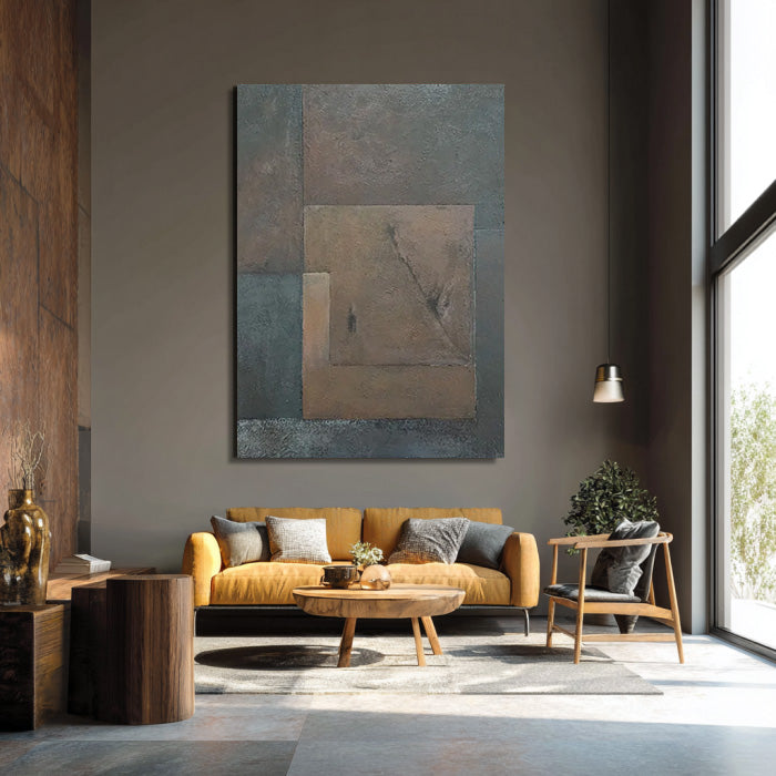 Geometric Meditation framed geometric canvas print in a modern room