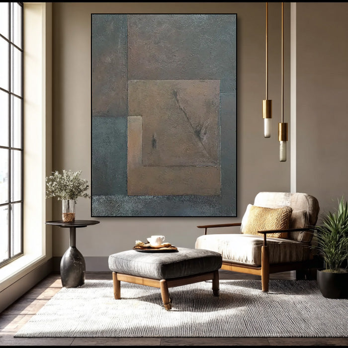 Geometric Meditation modern abstract painting with meditative structure