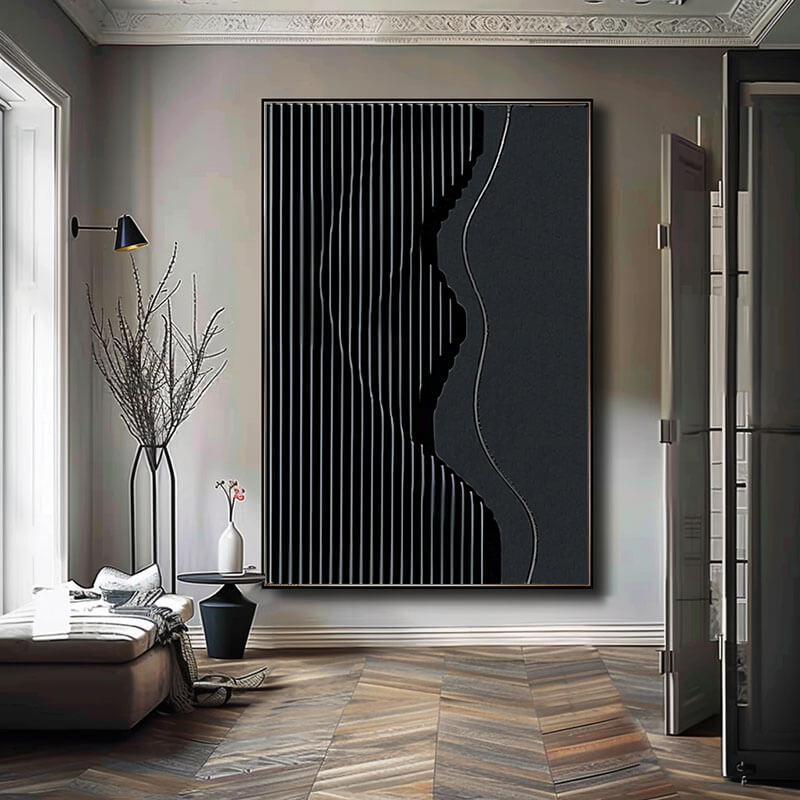 Large Minimalist Textured Wall Art - Geometric Nocturne - Hues Art Lab