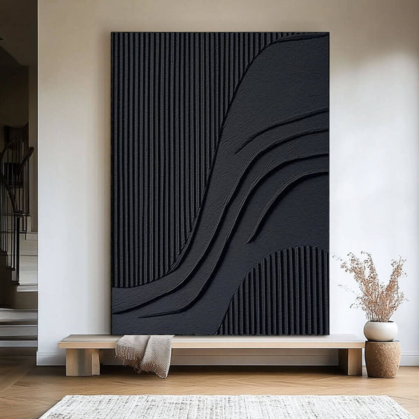 Large Minimalist Textured Wall Art - Geometric Nocturne - Hues Art Lab