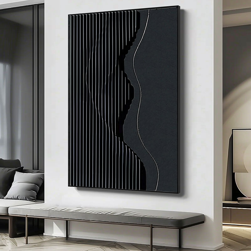 Large Minimalist Textured Wall Art - Geometric Nocturne - Hues Art Lab