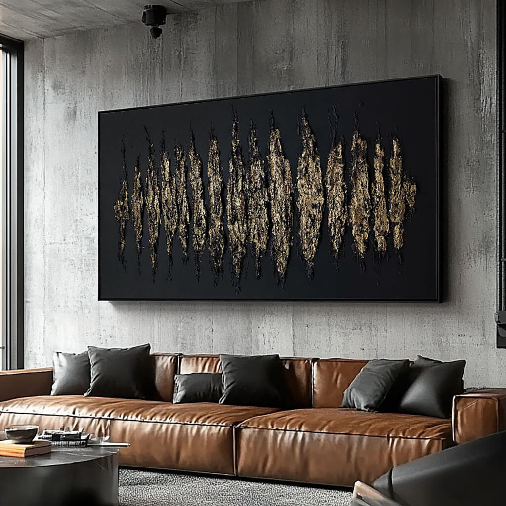 Modern Abstract Wall Art Painting - Golden Fissure - Hues Art Lab