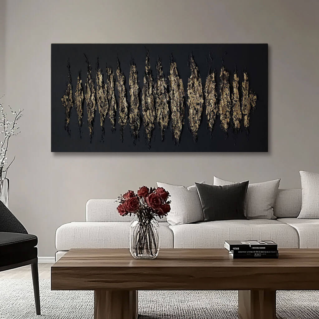 Modern Abstract Wall Art Painting - Golden Fissure - Hues Art Lab