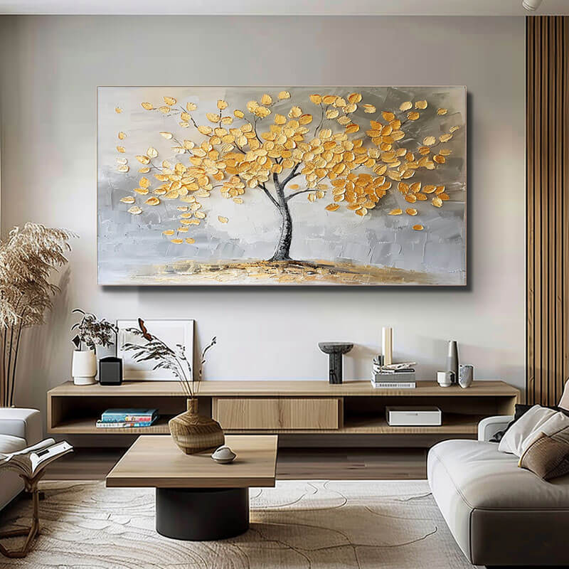 Large Textured Landscape Wall Art Painting - Golden Hour - Hues Art Lab