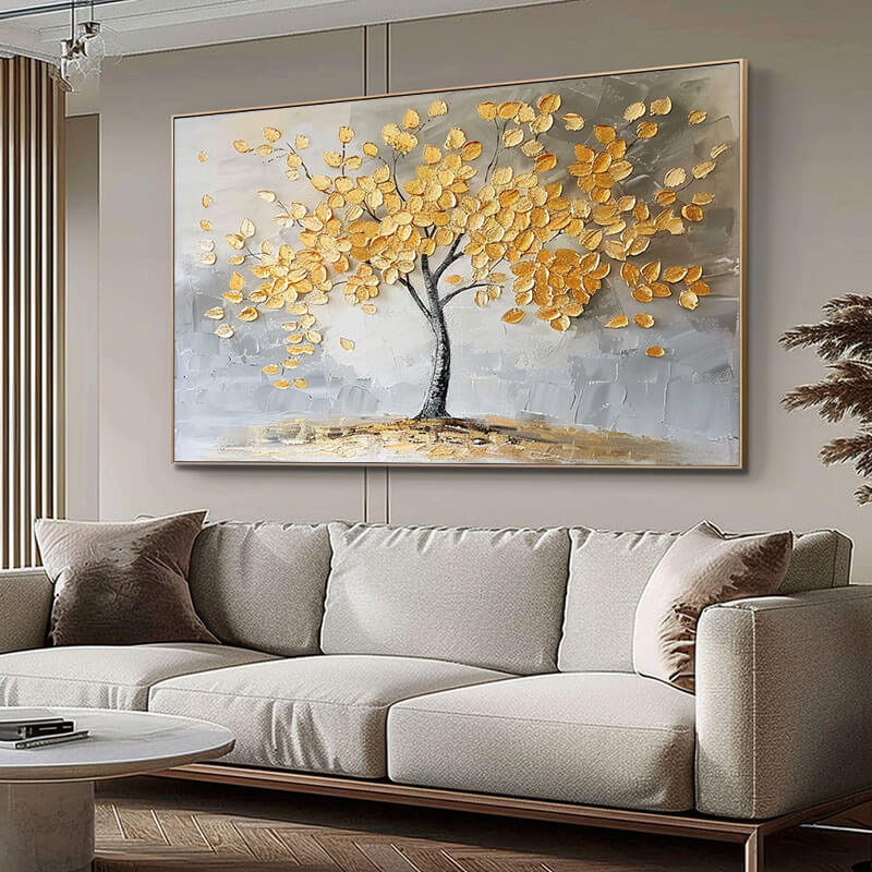 Large Textured Landscape Wall Art Painting - Golden Hour - Hues Art Lab