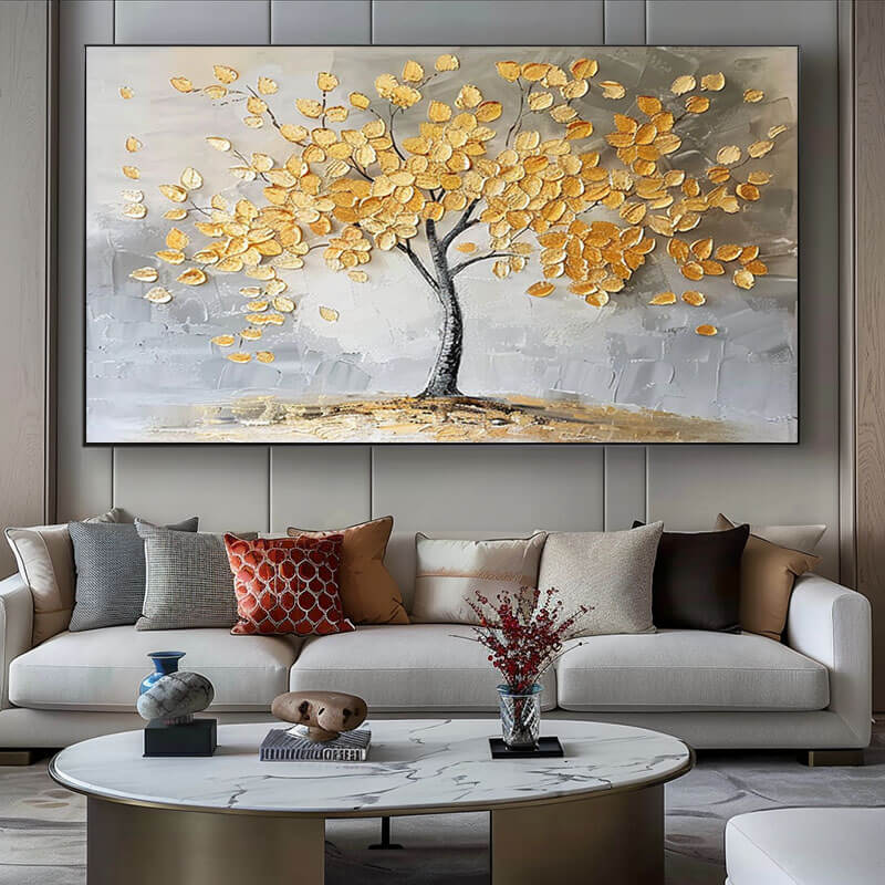 Large Textured Landscape Wall Art Painting - Golden Hour - Hues Art Lab