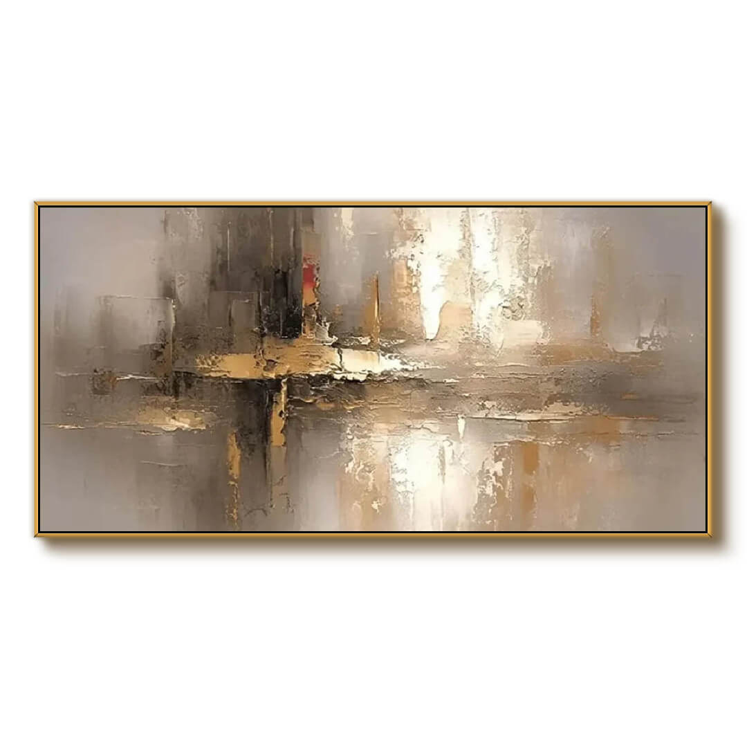 Gold Abstract Wall Art - Metallic Texture Modern Painting with Warm ...