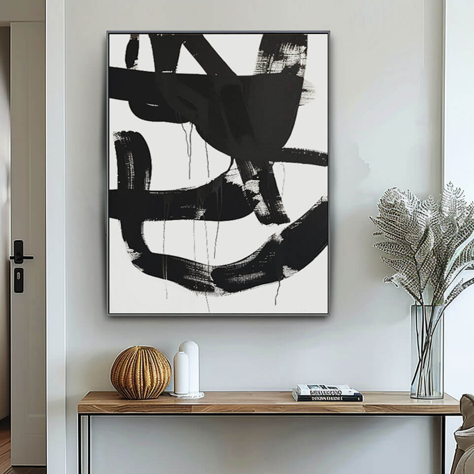 Black and White Abstract Wall Art - Graphical Lines - Hues Art Lab