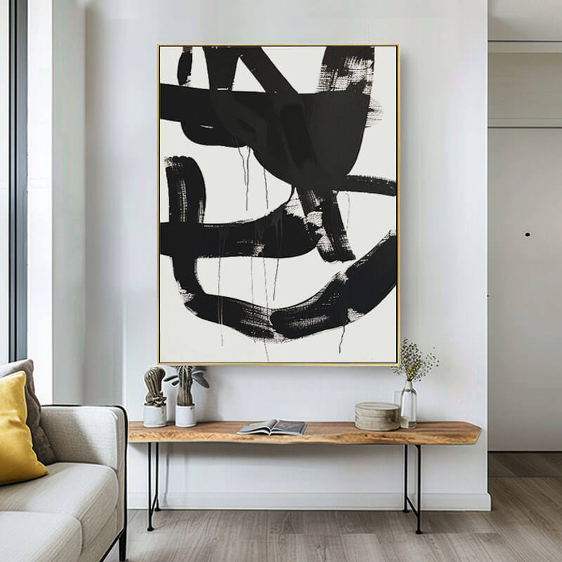 Black and White Abstract Wall Art - Graphical Lines - Hues Art Lab