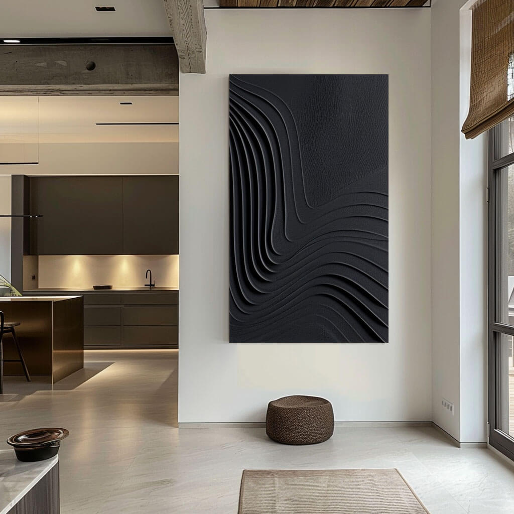 Gravity - Black Minimalist Abstract Wall Art - Hues Art Lab