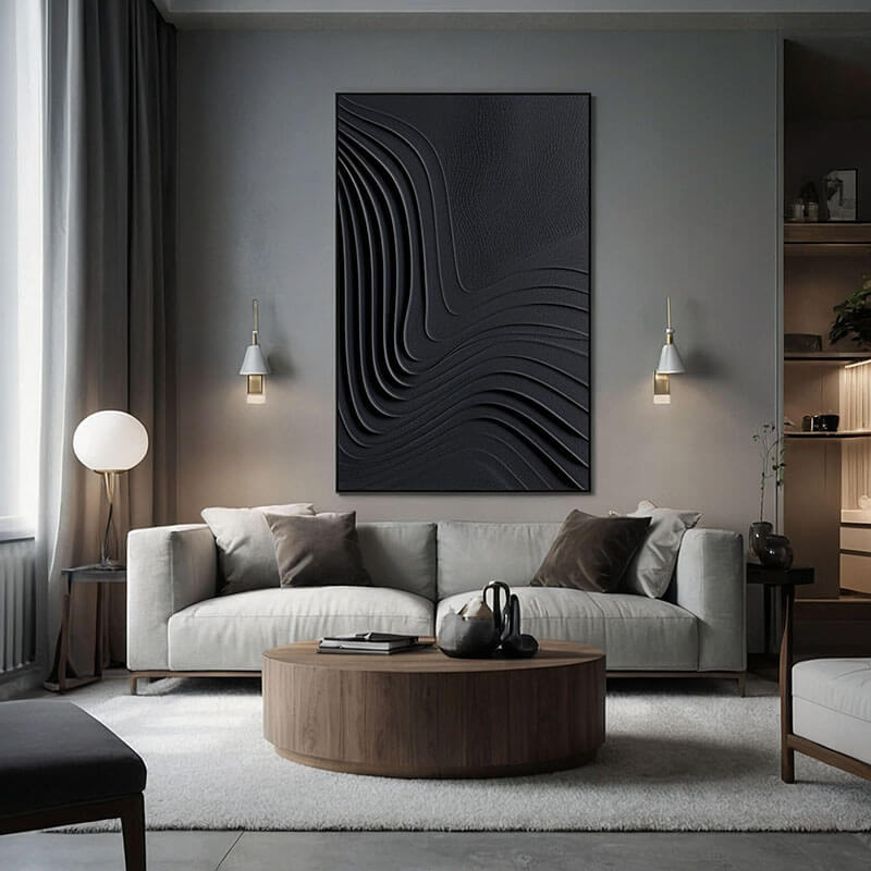 Gravity - Black Minimalist Abstract Wall Art - Hues Art Lab