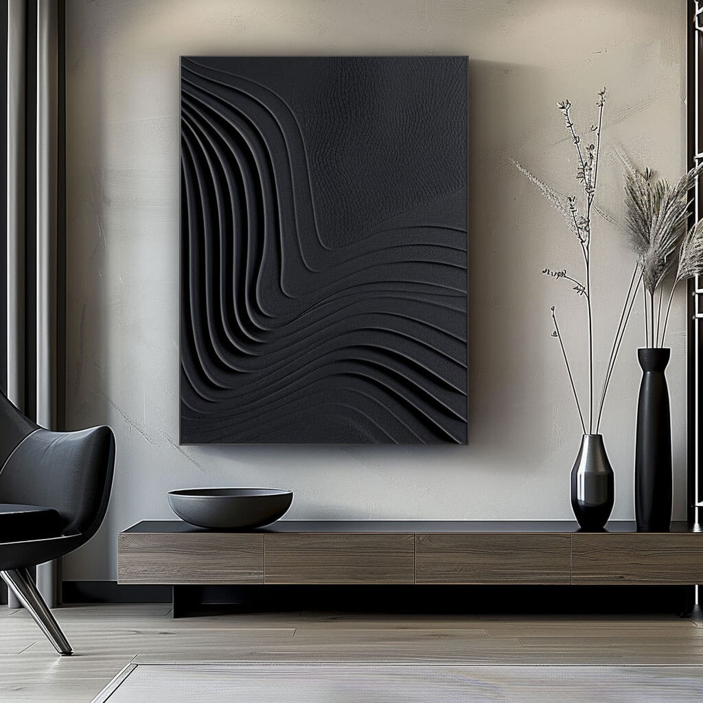 Gravity - Black Minimalist Abstract Wall Art - Hues Art Lab