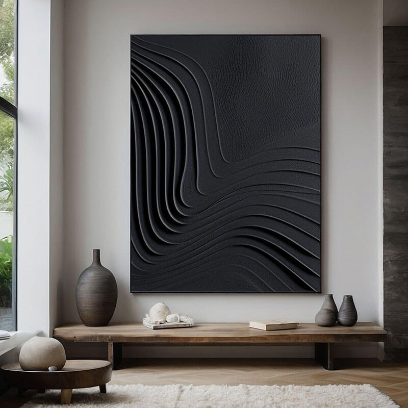 Gravity - Black Minimalist Abstract Wall Art - Hues Art Lab