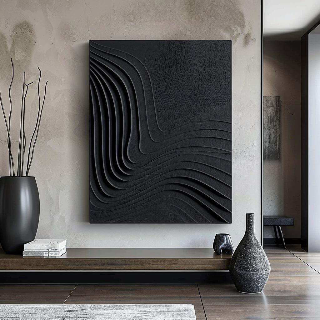 Gravity - Black Minimalist Abstract Wall Art - Hues Art Lab