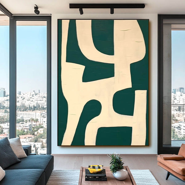 Modern Abstract Wall Art Painting - Green Artifact - Hues Art Lab