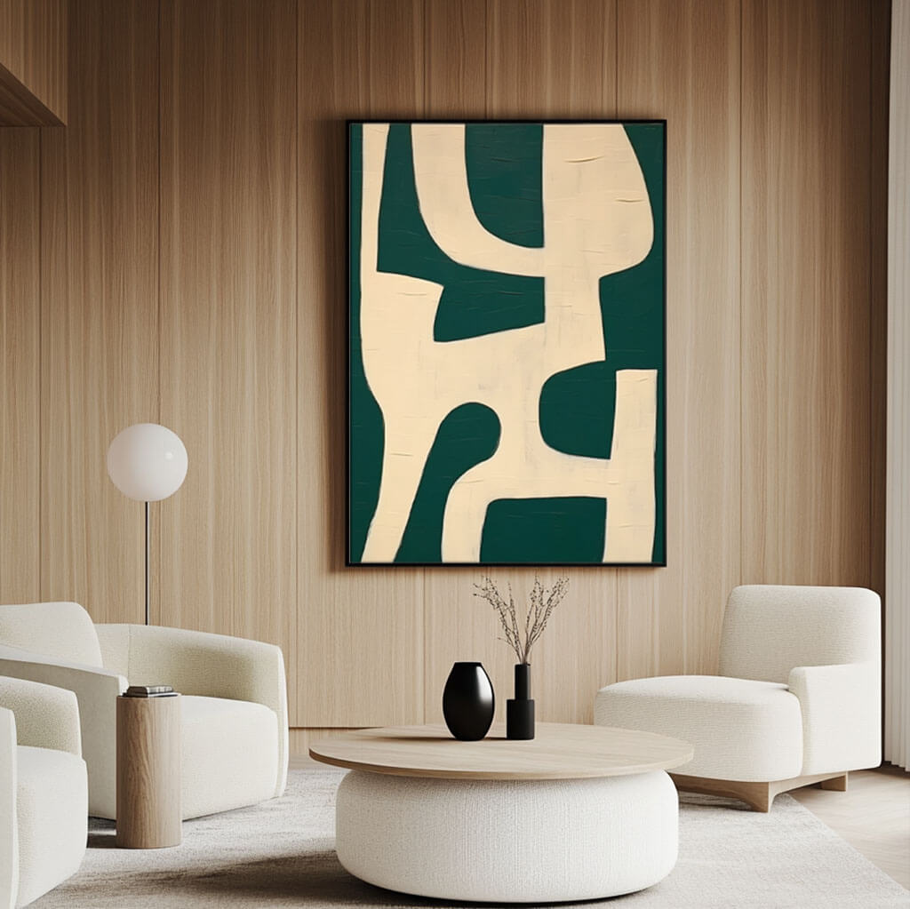 Modern Abstract Wall Art Painting - Green Artifact - Hues Art Lab