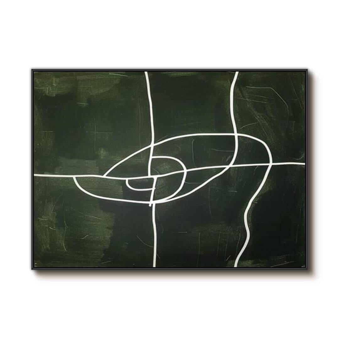 Large Minimalist Abstract Wall Art - Green Interlace - Hues Art Lab