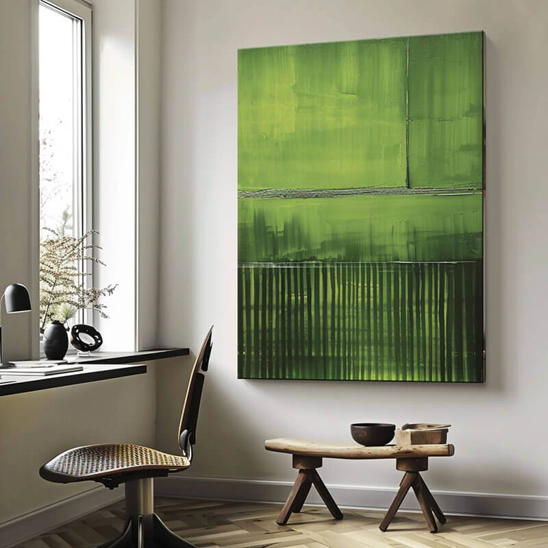 Large Textured Abstract Wall Art - Green Invasion I - Hues Art Lab