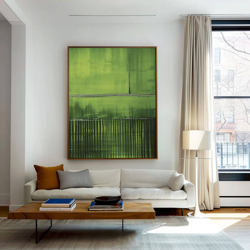 Large Textured Abstract Wall Art - Green Invasion I - Hues Art Lab