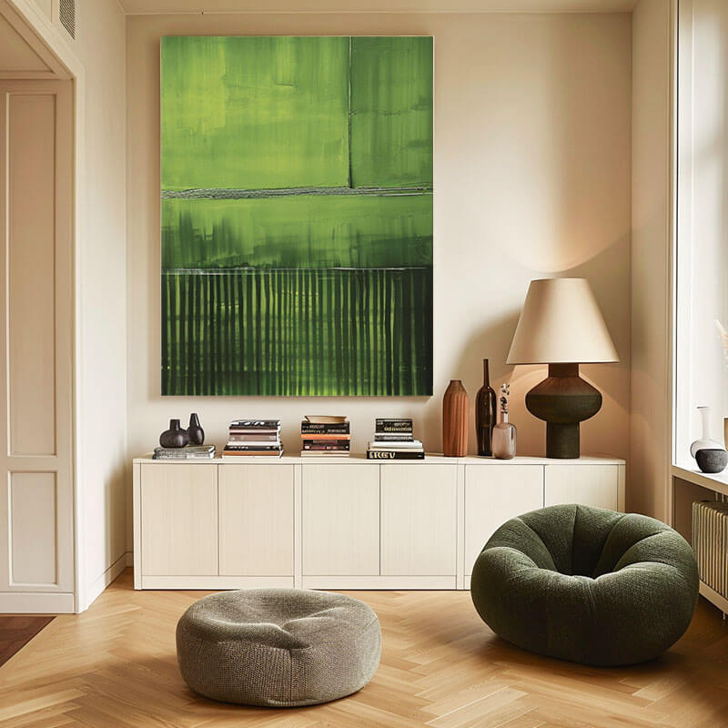 Large Textured Abstract Wall Art - Green Invasion I - Hues Art Lab