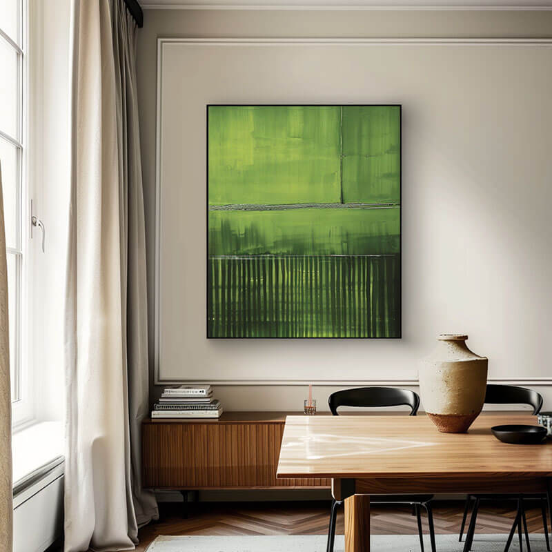 Large Textured Abstract Wall Art - Green Invasion I - Hues Art Lab