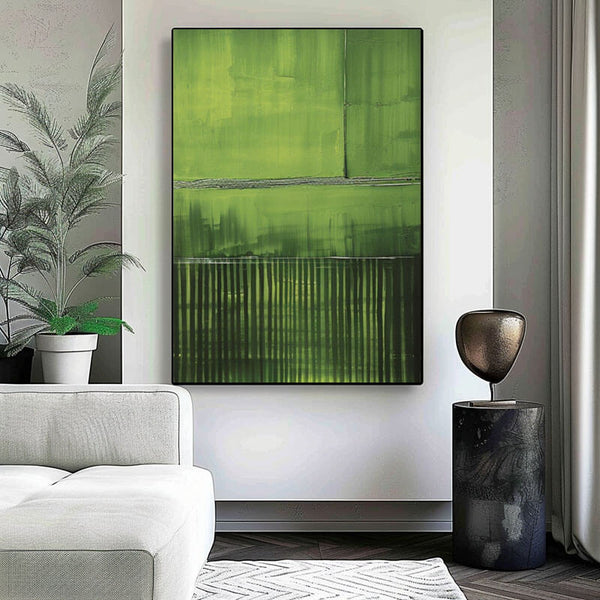 Large Textured Abstract Wall Art - Green Invasion I - Hues Art Lab